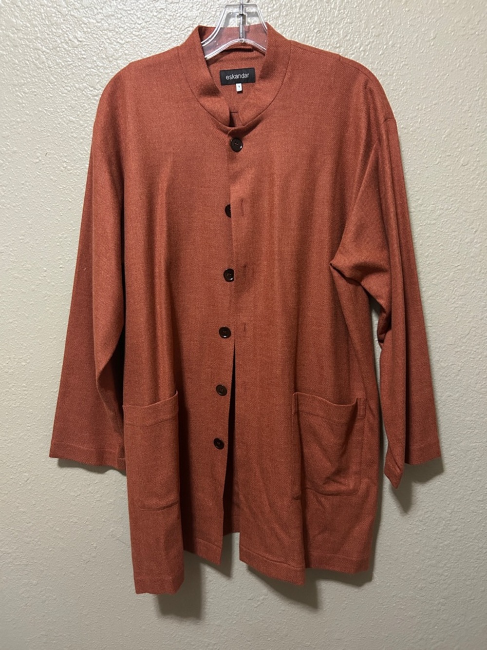 Eskandar Wool Cashmere Button Front Blouse Sz 1 Designer Lagenlook